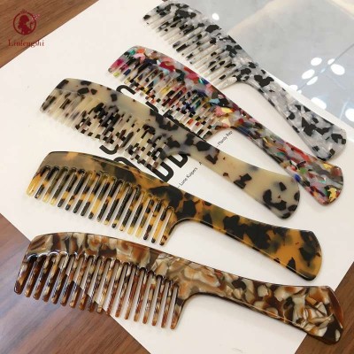 Korean Wholesale Tortoise Shell Cellulose Acetate Hair Curls Shower Combs Marble Leopard Acetate Acrylic Hair Combs